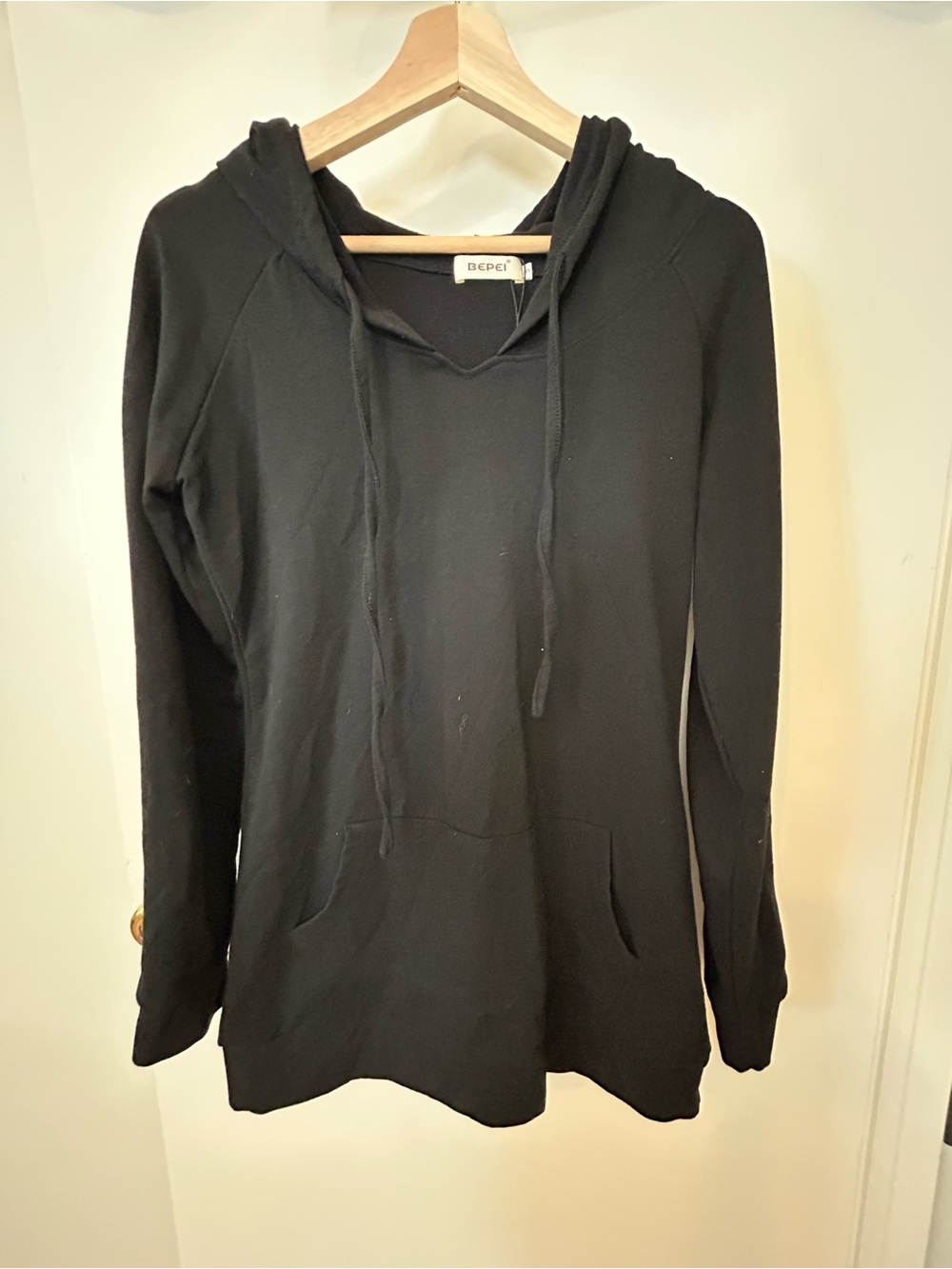 Hoodie dress - Black Hooded Long-Sleeve